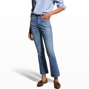 Brunello Cucinelli Monili Jeans Blue Denim High Waist Retro Crop Flare Size 6